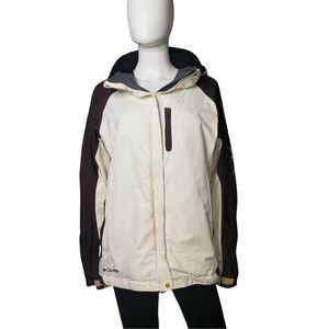 Columbia Cream and Brown Lightweight Interchangable Jacket Womens Size Large
